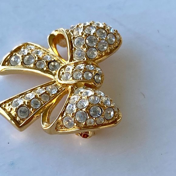 Swarovski Bow Gold Crystals Pin Brooch - Picture 4 of 7